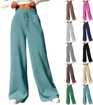 Track Pants for Women Drawstring High Waisted Baggy Sweatpants Casual Heavyweight Fleece Lounge Pants with Pockets