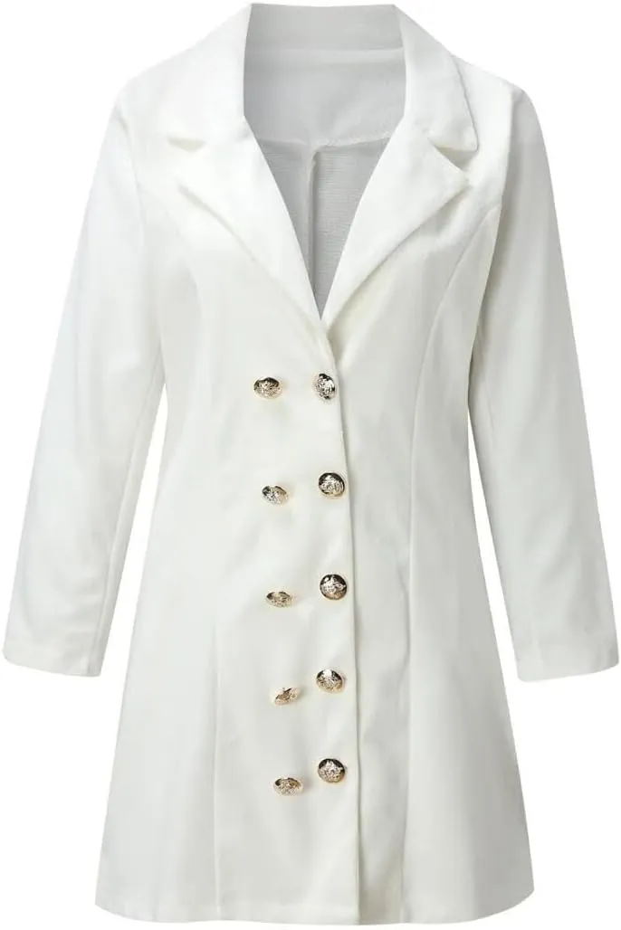 Trench Coat Women  Double-Breasted Long Winter Wool Blend Coat for Women