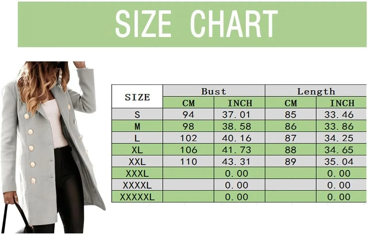 Trench Coat Women  Double-Breasted Long Winter Wool Blend Coat for Women