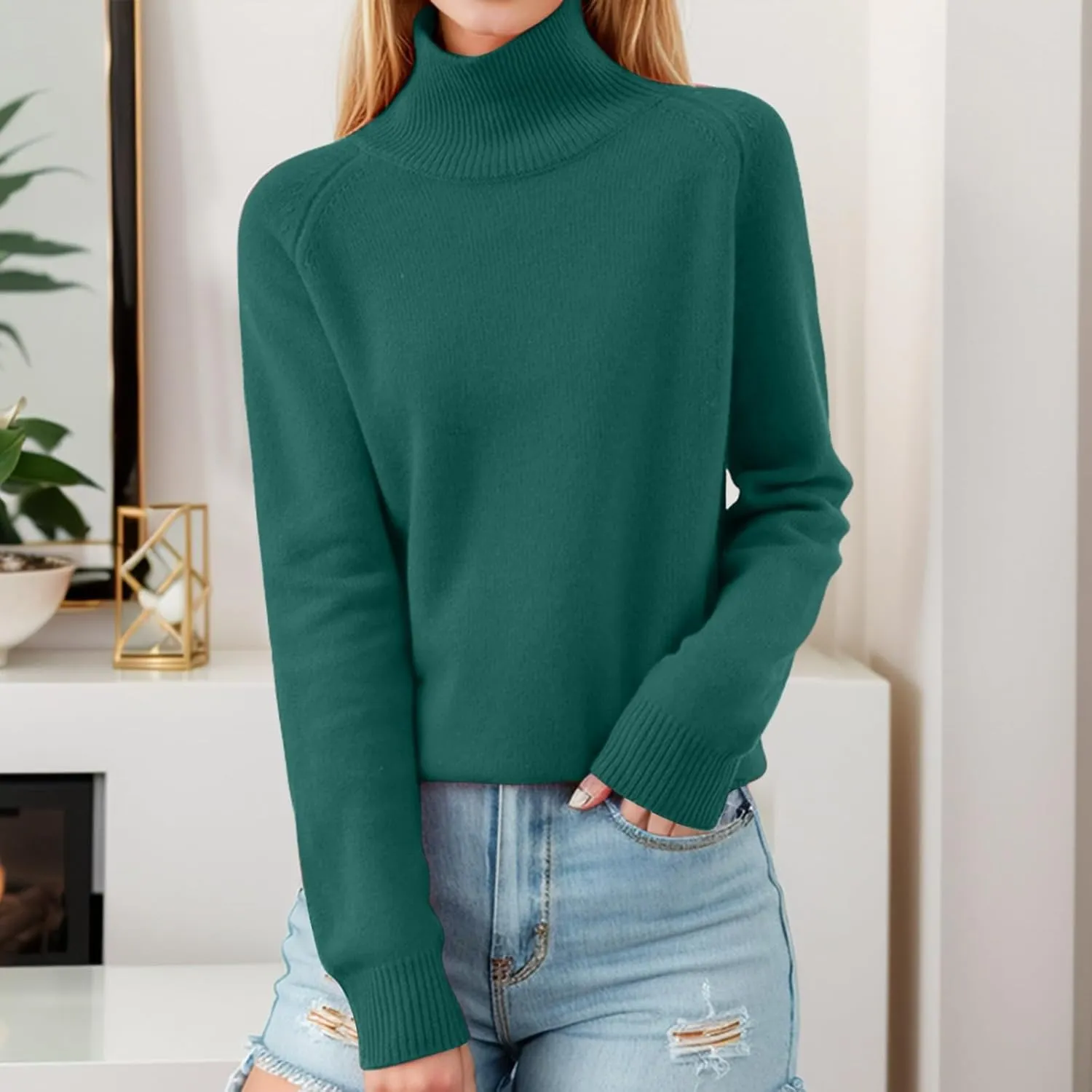 Turtleneck Sweater for Women 2024 Fashion Long Sleeve Mock Neck Pollover Tops Casual Shirts Soft Warm Jumpers Top