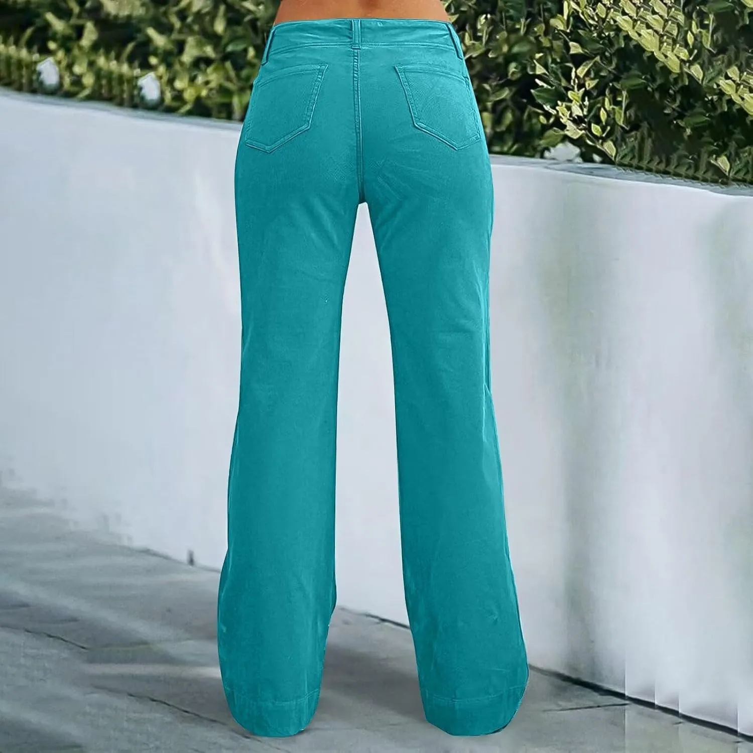Twill Palazzo Pants for Women Casual Y2K Stretch High Waisted Chino Pants Slim Fit Wide Leg Dress Pants with Pockets