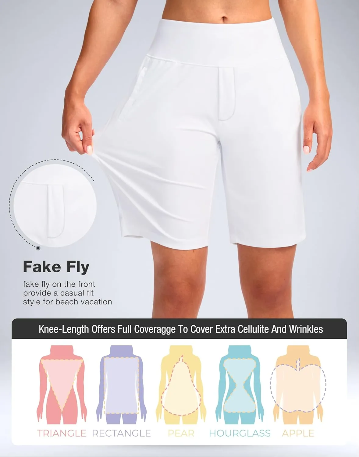 Viodia Women's 9" Long Swim Shorts Modest Swimsuits Bathing Suit Knee Length Bermuda Board Shorts for Women with Pocket
