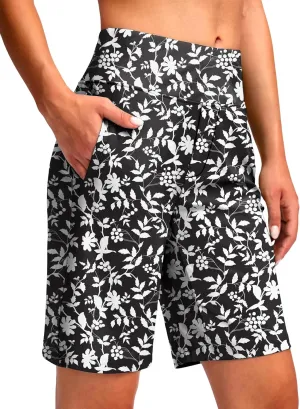 Viodia Women's 9" Long Swim Shorts Modest Swimsuits Bathing Suit Knee Length Bermuda Board Shorts for Women with Pocket