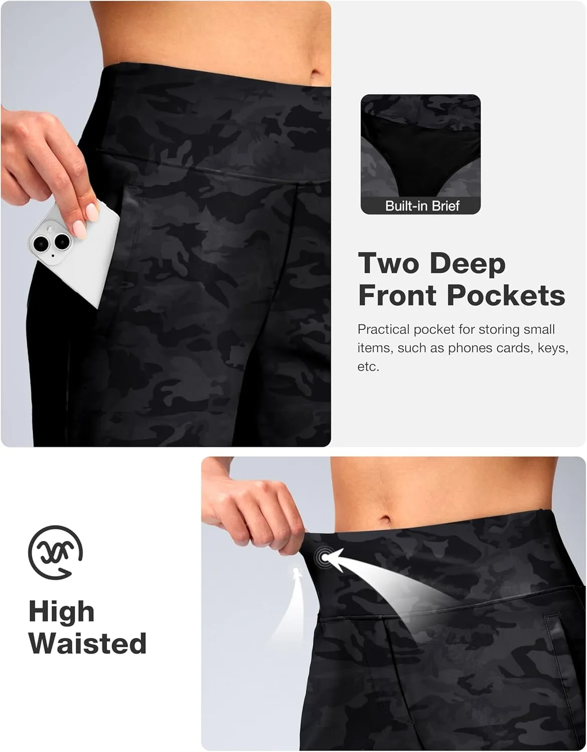 Viodia Women's 9" Long Swim Shorts Modest Swimsuits Bathing Suit Knee Length Bermuda Board Shorts for Women with Pocket