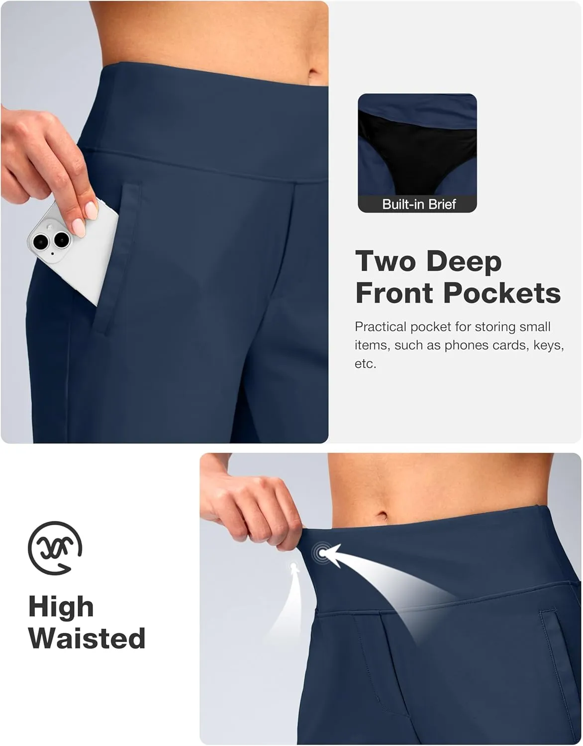 Viodia Women's 9" Long Swim Shorts Modest Swimsuits Bathing Suit Knee Length Bermuda Board Shorts for Women with Pocket