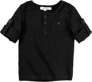 Volunboy Toddler Boys Henley Long Sleeve Cotton Linen Shirt Solid Short Beach Casual Button Tees Tops