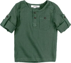 Volunboy Toddler Boys Henley Long Sleeve Cotton Linen Shirt Solid Short Beach Casual Button Tees Tops