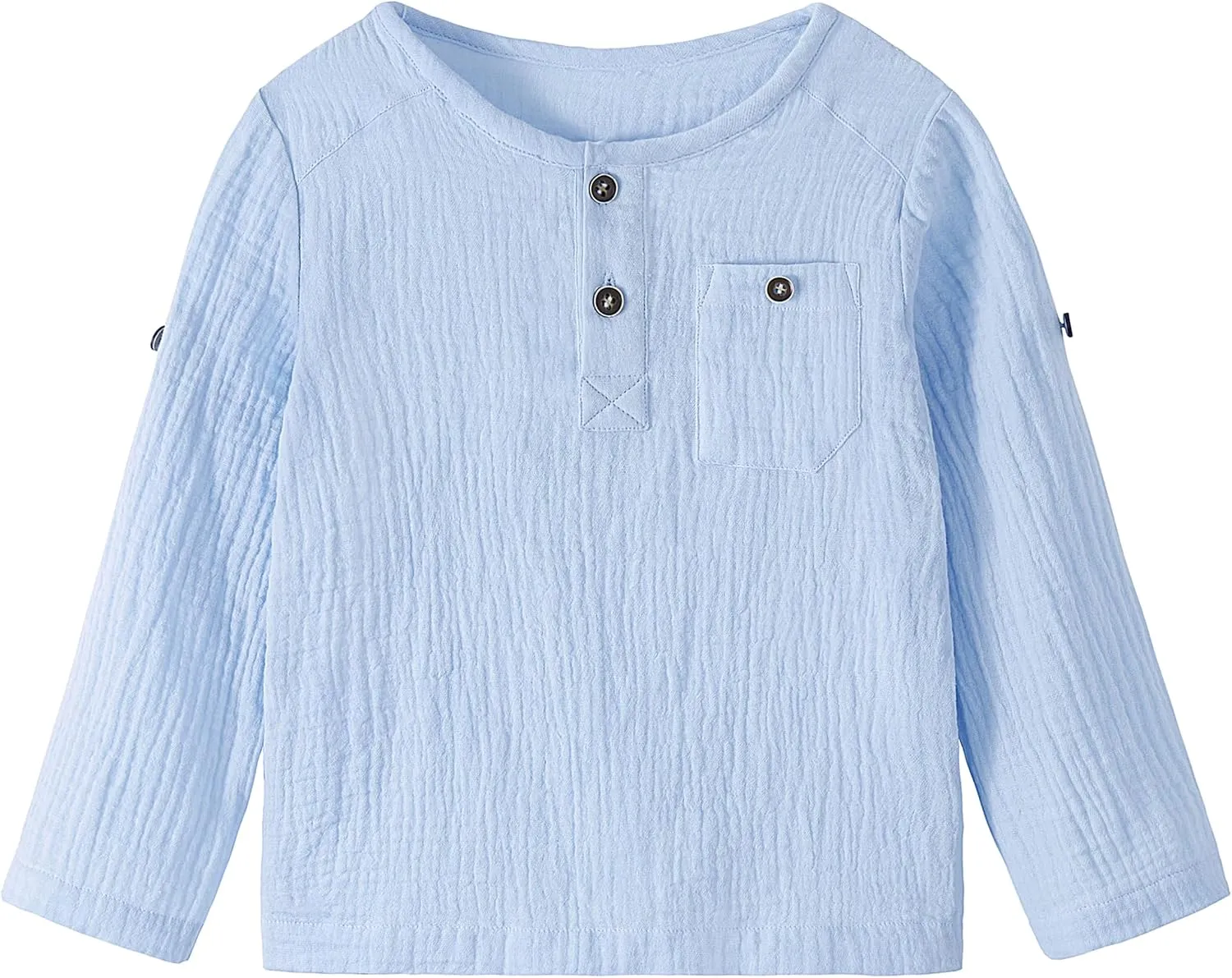 Volunboy Toddler Boys Henley Long Sleeve Cotton Linen Shirt Solid Short Beach Casual Button Tees Tops
