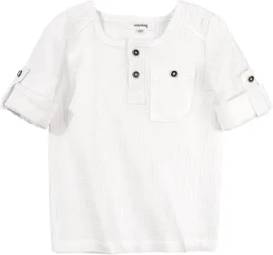 Volunboy Toddler Boys Henley Long Sleeve Cotton Linen Shirt Solid Short Beach Casual Button Tees Tops