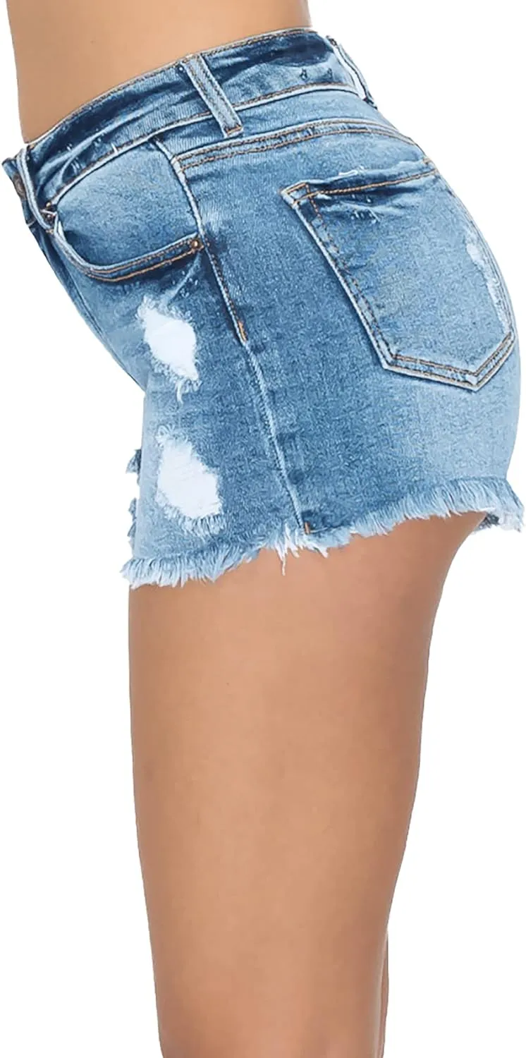 WAX JEAN Collection Women's Original Denim Distressed Frayed Shorts