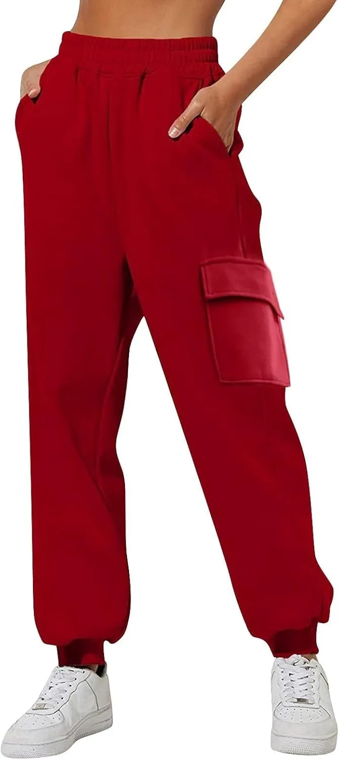 Wide Leg Sweatpants Women 2024 Casual High Wasited Pants Plus Size Baggy Straight Leg Joggers Pockets Athletic Jogger