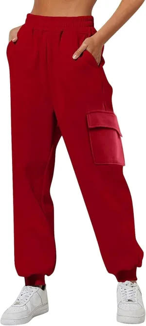 Wide Leg Sweatpants Women 2024 Casual High Wasited Pants Plus Size Baggy Straight Leg Joggers Pockets Athletic Jogger