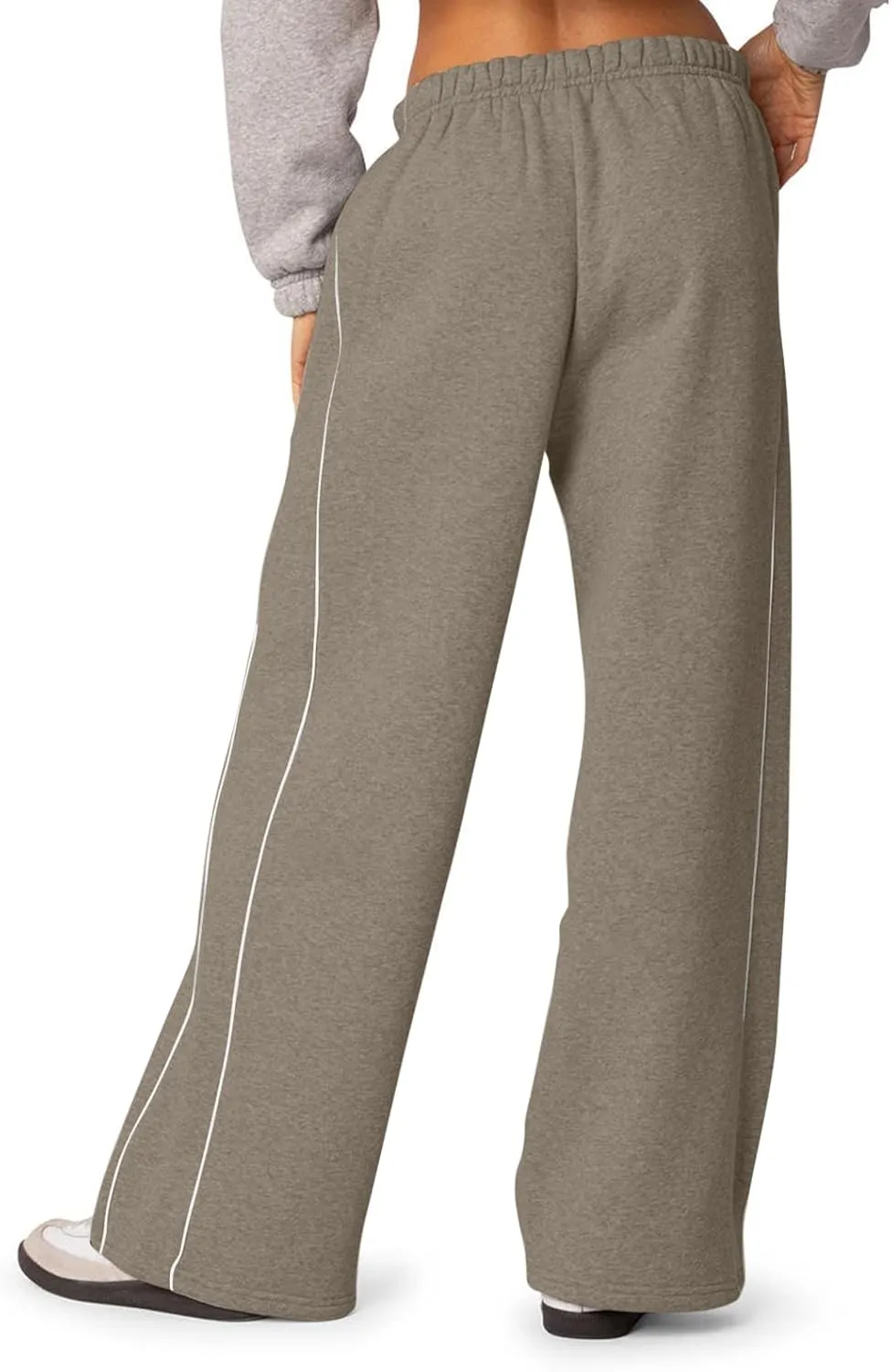 Wide Leg Sweatpants Women Baggy Fleece Lined High Waisted Athletic Pants Casual Striped Lounge Pants with Pockets