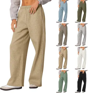 Wide Leg Sweatpants Women Baggy Fleece Lined High Waisted Athletic Pants Casual Striped Lounge Pants with Pockets