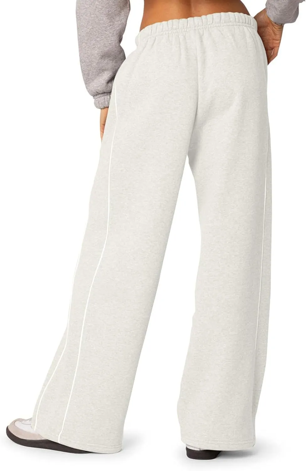 Wide Leg Sweatpants Women Baggy Fleece Lined High Waisted Athletic Pants Casual Striped Lounge Pants with Pockets