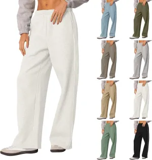 Wide Leg Sweatpants Women Baggy Fleece Lined High Waisted Athletic Pants Casual Striped Lounge Pants with Pockets