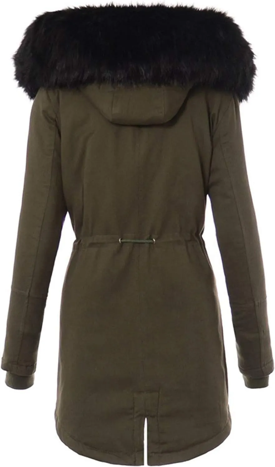 Winter Coats for Women Long Sleeve Puffer Jackets Plus Size Parka Coat with Plush Hooded Mid Length Sherpa Outerwear