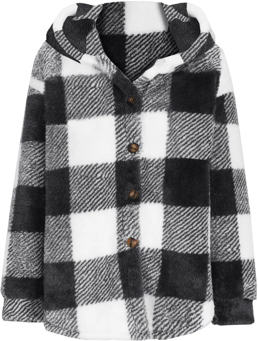 Winter Fleece Jacket for Women Zip Up Stand Collar Coats with Pockets Fleece Jacket Hooded Long Sleeve Outerwear