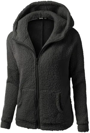 Winter Jackets for women 2024 Faux Fur Sherpa Jacket Fuzzy Hooded Zip Up Jacket Winter Coats Shearling Outwear Shaggy Coat
