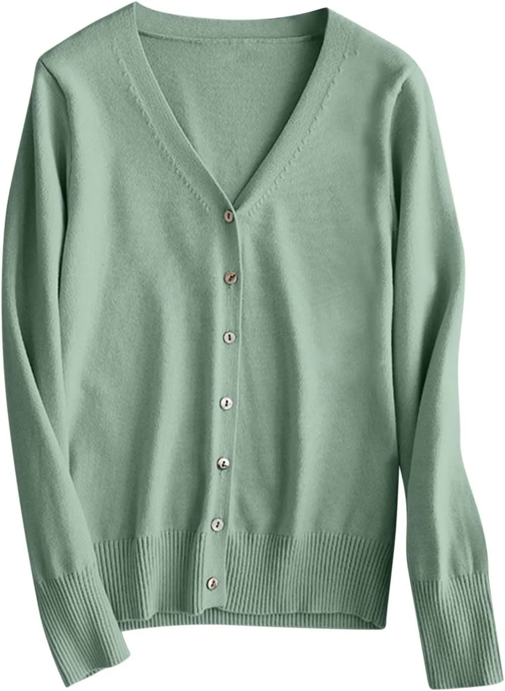 Women Cardigan Sweater Lightweight Solid Open Front Button Down Cardigan Slim Fit Long Sleeve Causal Knit Cardigan