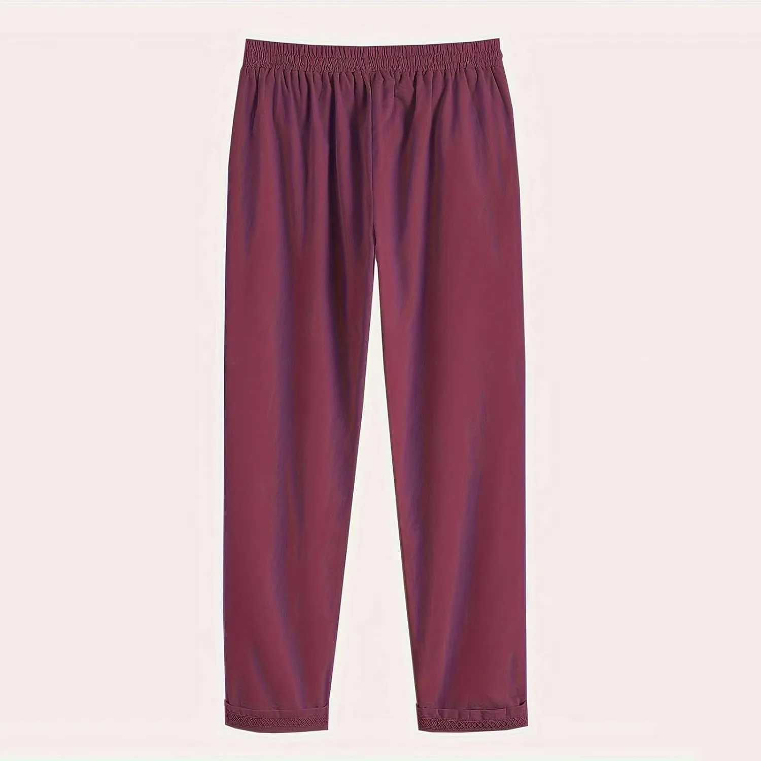 Women Cotton Linen Pants Summer Midi Waisted Wide Leg Drawstring Tapered Cuffed Trousers 2024 Light Casual Beach Pants