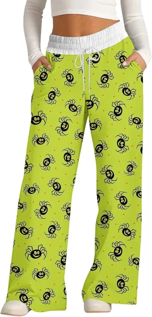 Women Halloween Trendy Sweatpants for Wide Leg Cotton Linen Explosion Loose Trousers Womens Wide Leg Sweatpants