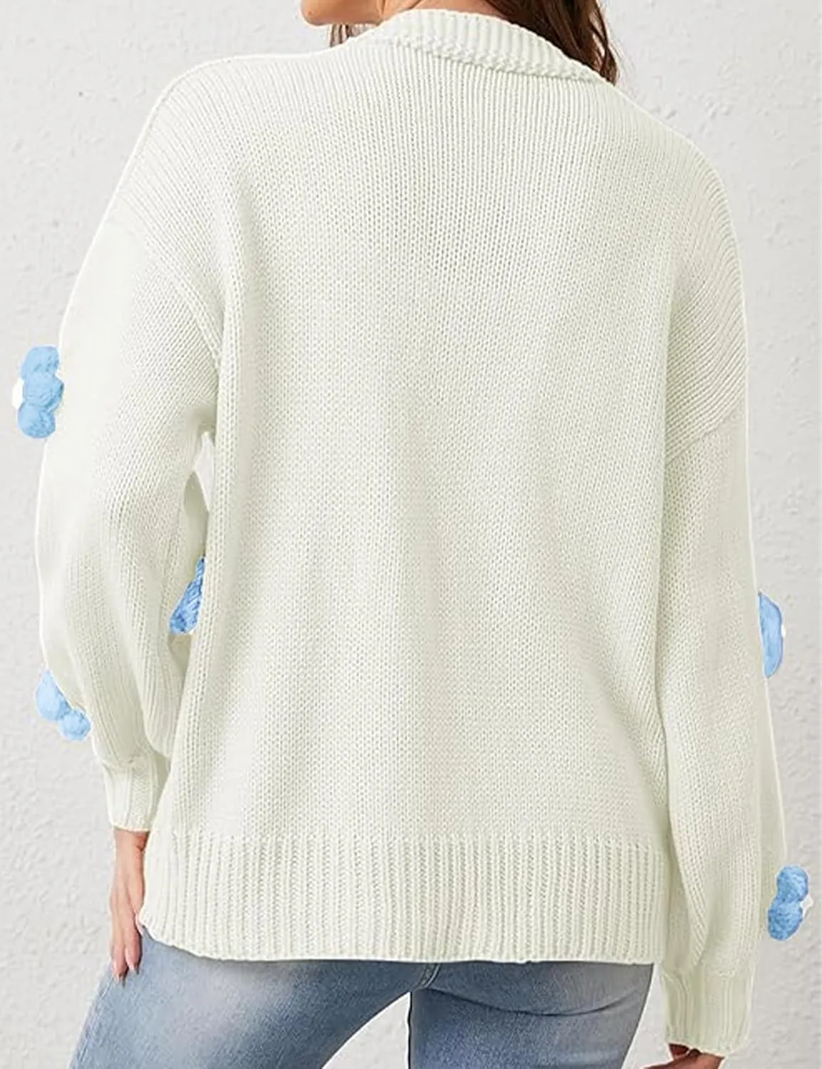 Women Oversized Flower Sweater Cardigan Y2K Knit Chunky Cute 3D Flower Long Sleeve Open Front Cardigan Fall Trendy 2024