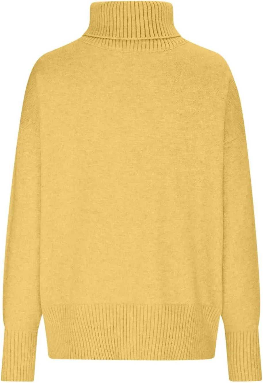 Women Turtleneck Sweaters Fashion Solid Long Sleeves Oversized Sweater Ribbed Knit Loose Casual Pullover Fall Tops