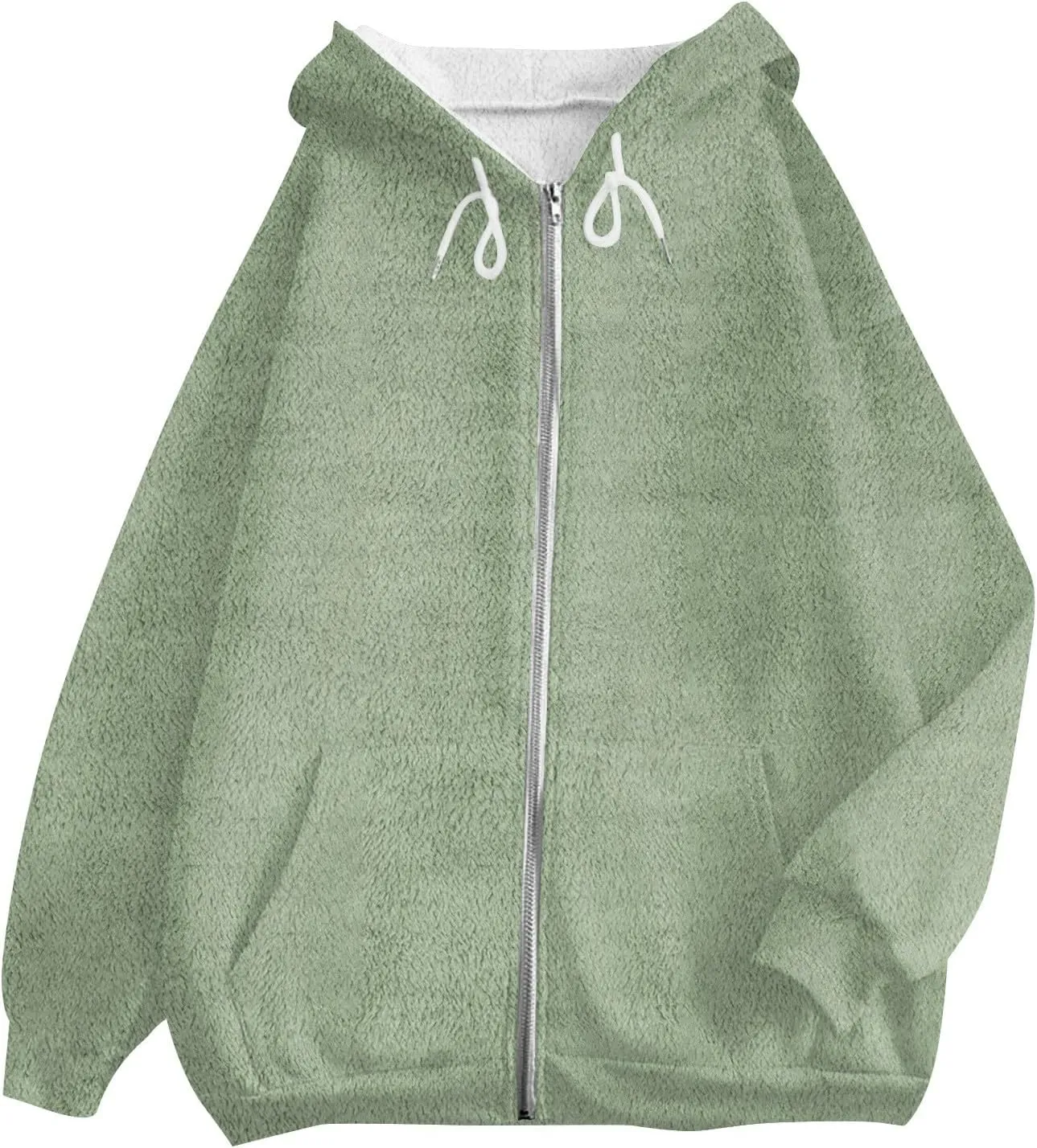 Women Winter Hoodies Zip Up Fleece Warm Sweatshirts Jacket Drawstring Long Sleeve Fleece Lined Hoodie Sweatshirt