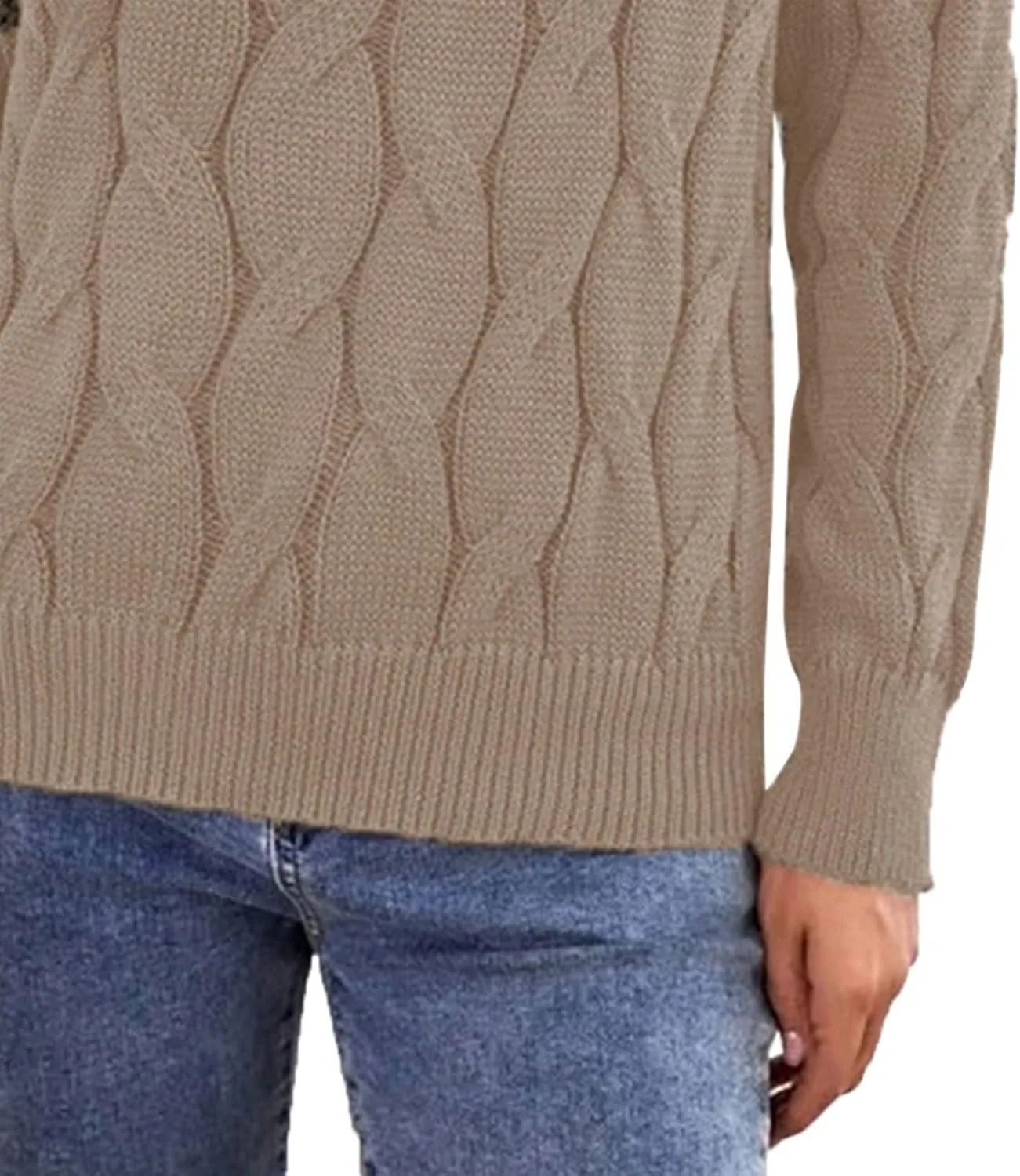 Women's 2024 Casual Long Sleeve Round Neck Cable Knit Solid Color Fall Winter Chunky Pullover Sweater Pullover Tops