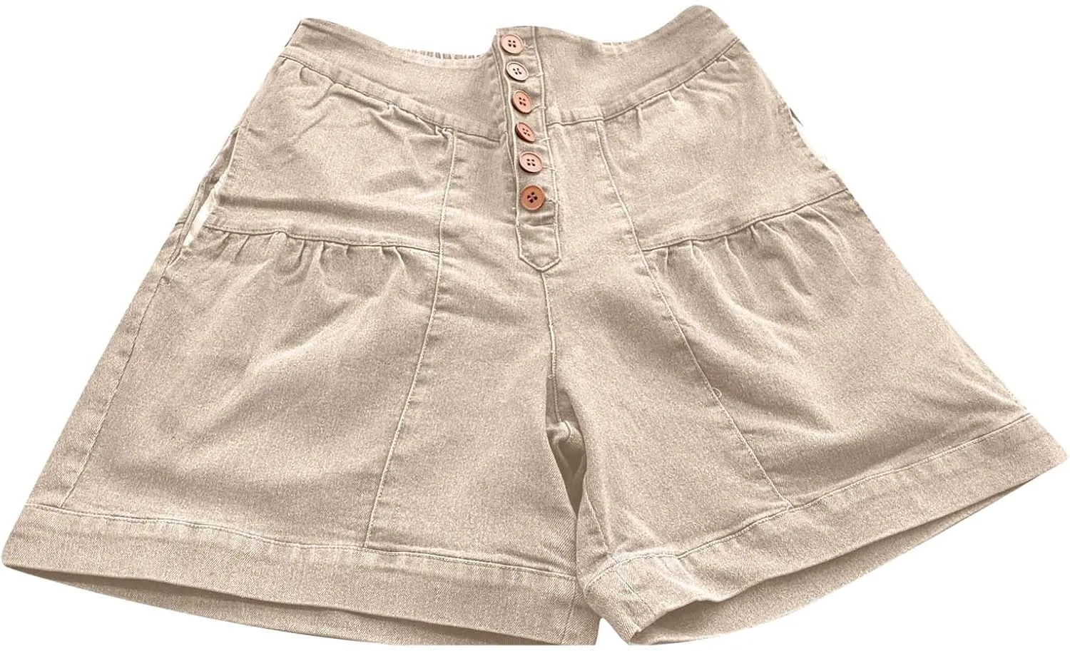 Women's 2025 Denim Shorts Casual Summer High Waisted Wide Leg Buttons Pleated Ruffle Jean Shorts Flowy Blue Skort