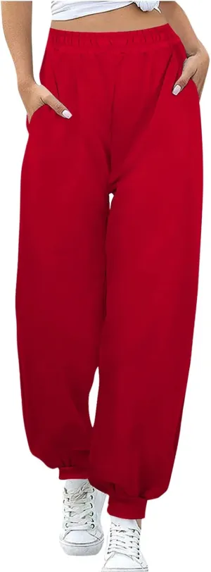 Women's Baggy Cinch Bottom Joggers High Waisted Running Sweatpants Lounge Sweat Track Loose Jogging Trouser Y2K Pants
