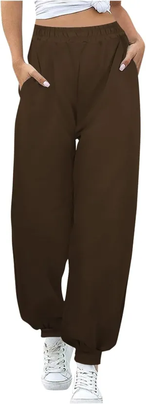 Women's Baggy Cinch Bottom Joggers High Waisted Running Sweatpants Lounge Sweat Track Loose Jogging Trouser Y2K Pants