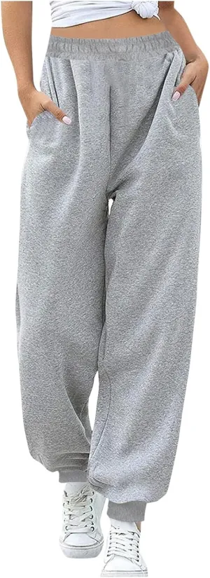 Women's Baggy Cinch Bottom Joggers High Waisted Running Sweatpants Lounge Sweat Track Loose Jogging Trouser Y2K Pants