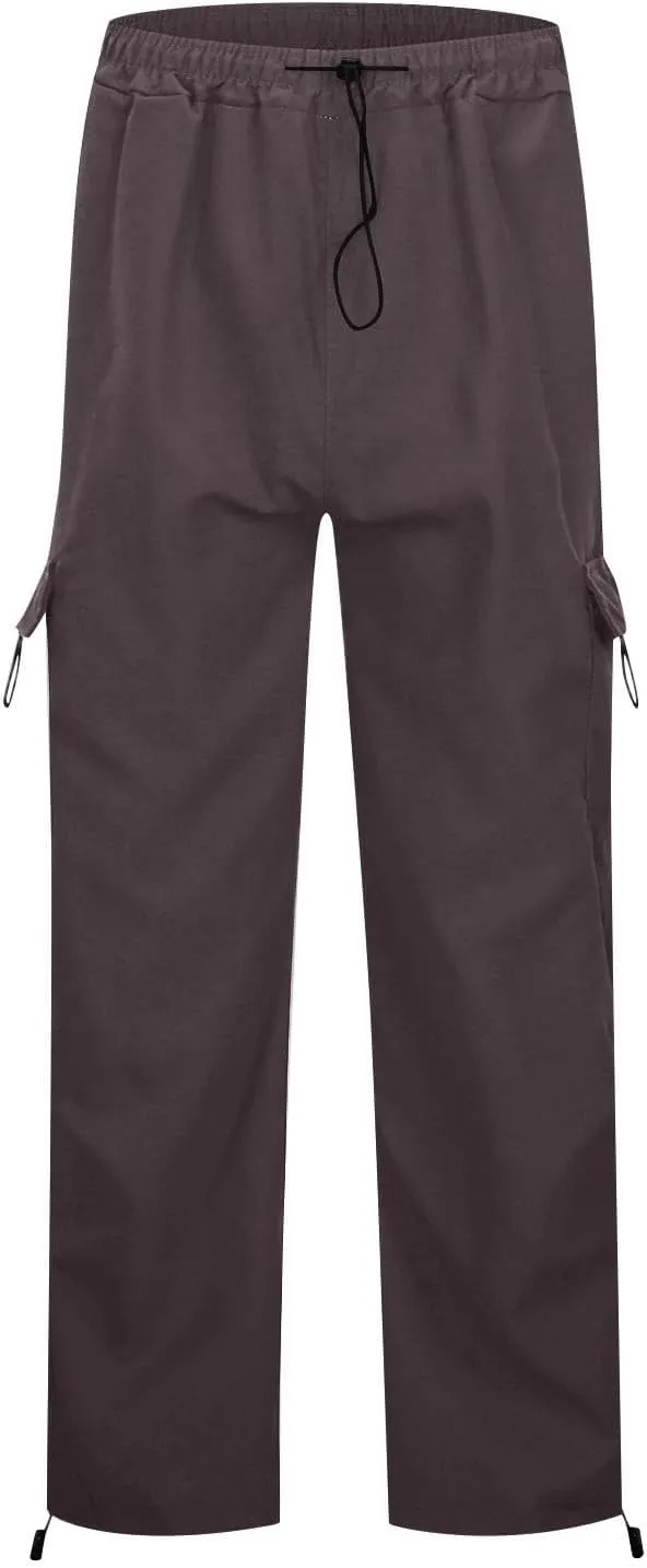 Womens Baggy Parachute Pants Elastic High Rise Lounge Cargo Pant Joggers Y2K Quick Dry Trousers with Multiple Pockets