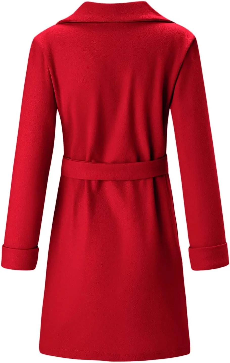 Women's Big Notch Lapel Single Breasted Mid-Long Wool Blend Coat Wool Coat