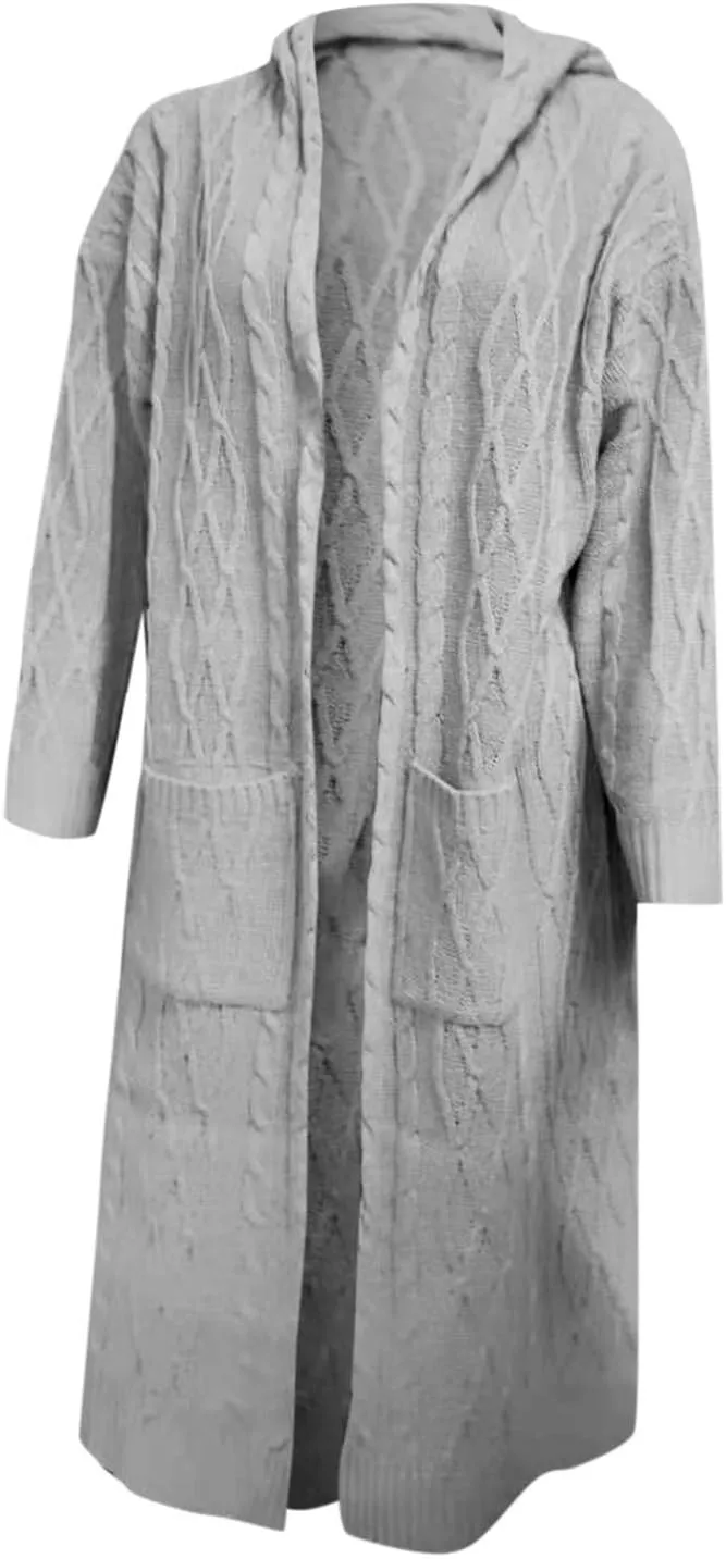 Women's Cardigans Sweater Open Front Long Sleeve Button Coat Classic Ribbed Chunky Sweater Outfits with Pocket