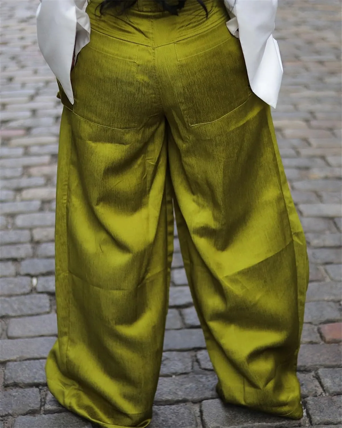 Women's Cargo Pants High Waisted Satin Flowy Pants Wide Leg Casual Pants