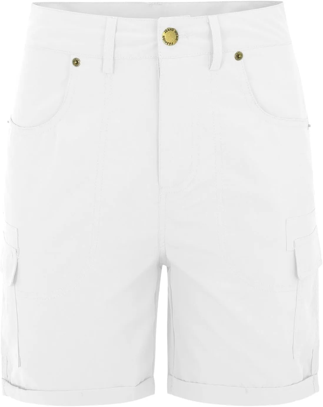 Women's Cargo Shorts Summer High Waisted Cuffed Front Seam Military Shorts Dressy Casual Hiking Short with Pockets