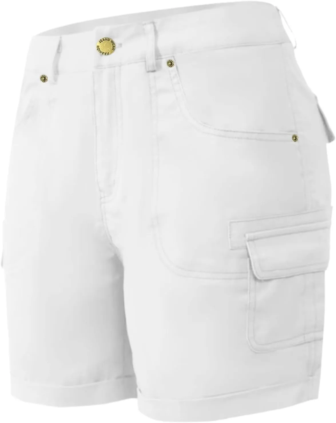 Women's Cargo Shorts Summer High Waisted Cuffed Front Seam Military Shorts Dressy Casual Hiking Short with Pockets