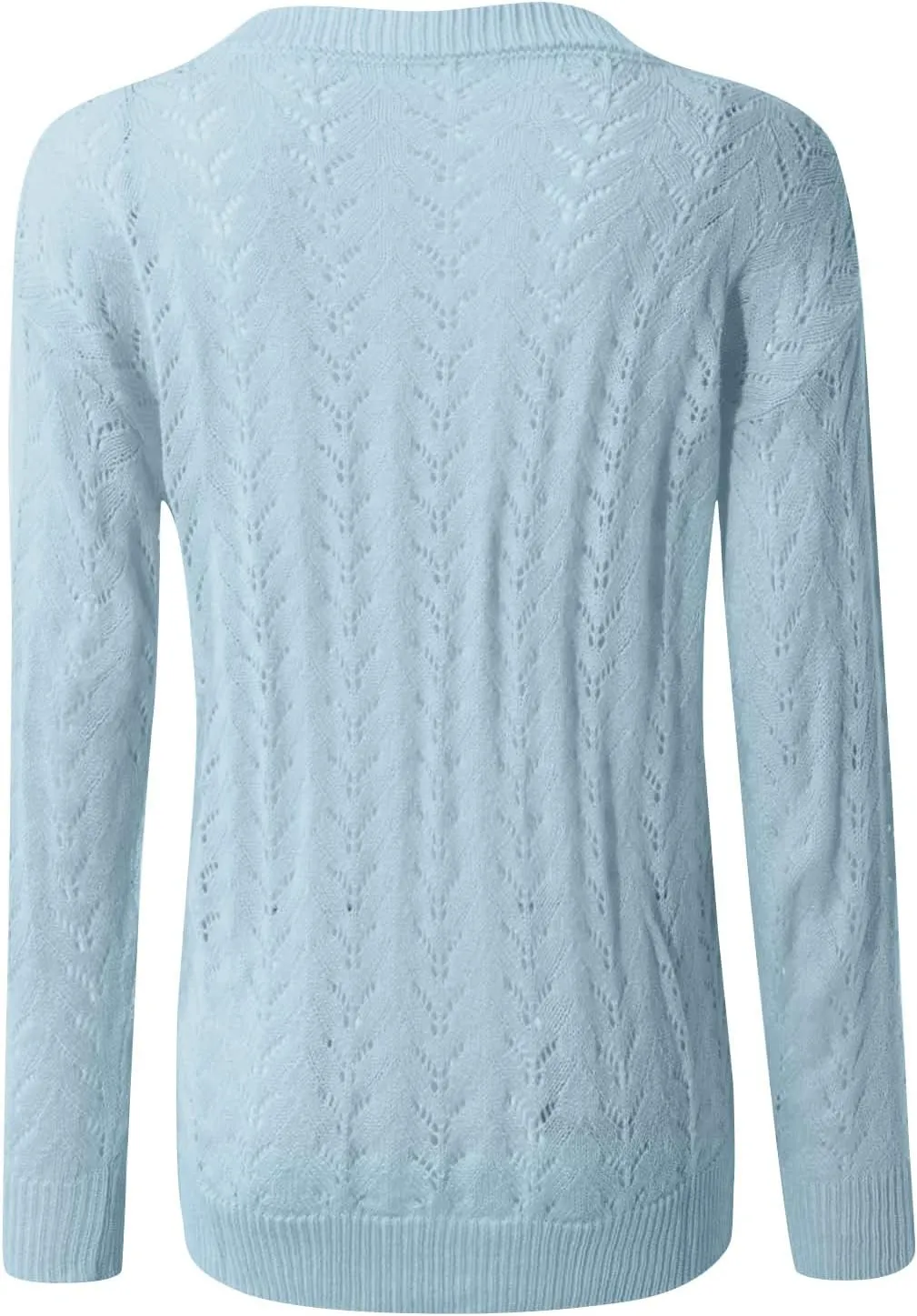 Women's Casual Trendy Solid Color V-Neck Cable Knit Hollow Out Sexy Sweater, S-3XL