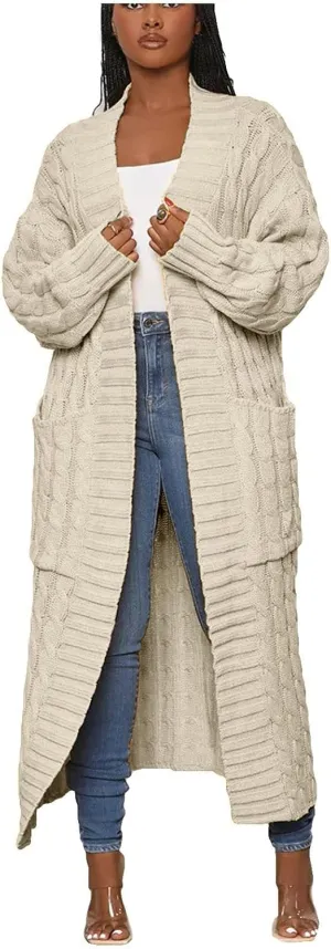 Women's Fall Winter Casual Trendy Loose Long Sleeve Solid Knit Sweater Jacket