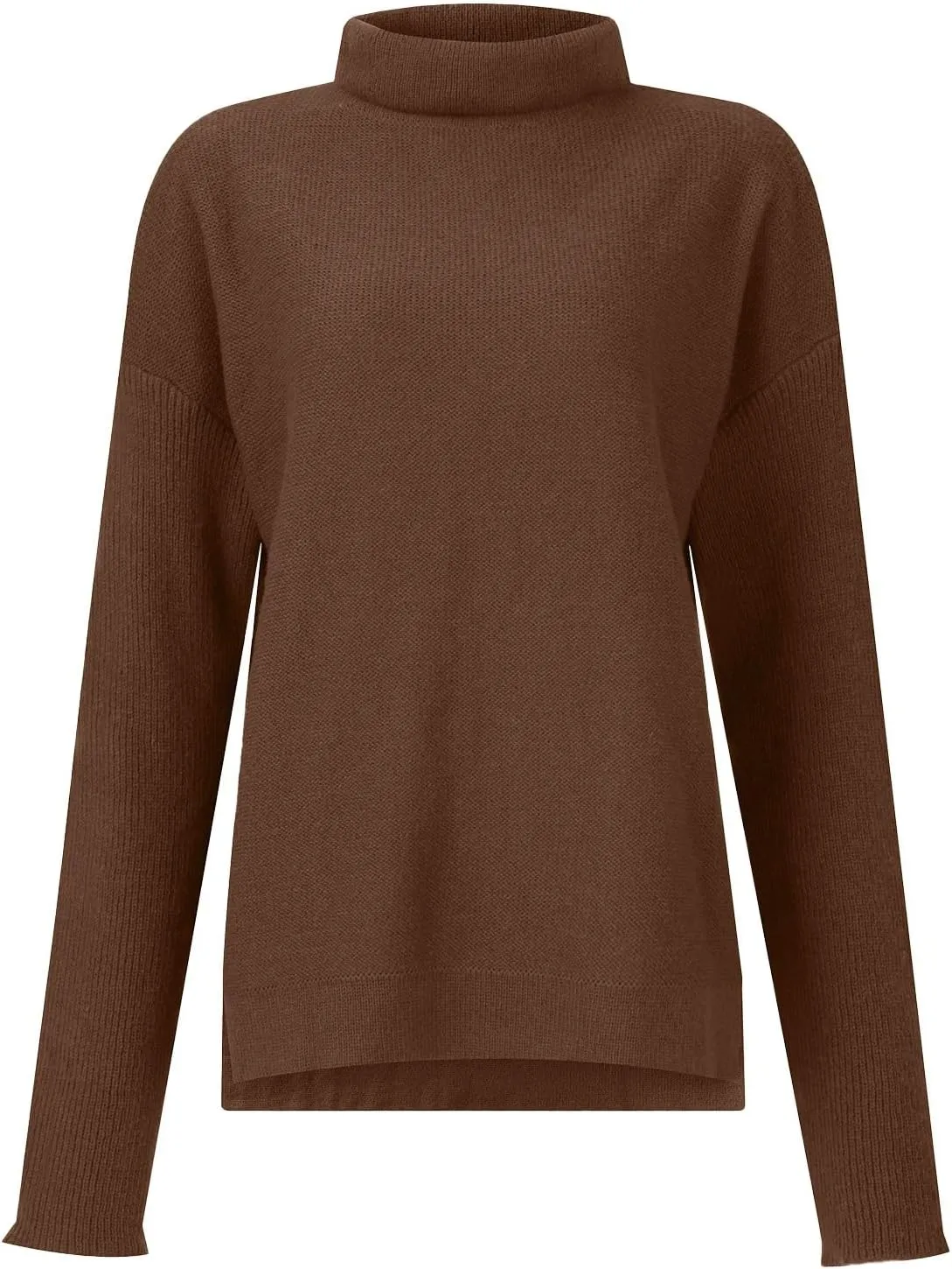 Women's Fall Winter Trendy Loose Turtleneck Long Sleeve Solid Knit Sweater