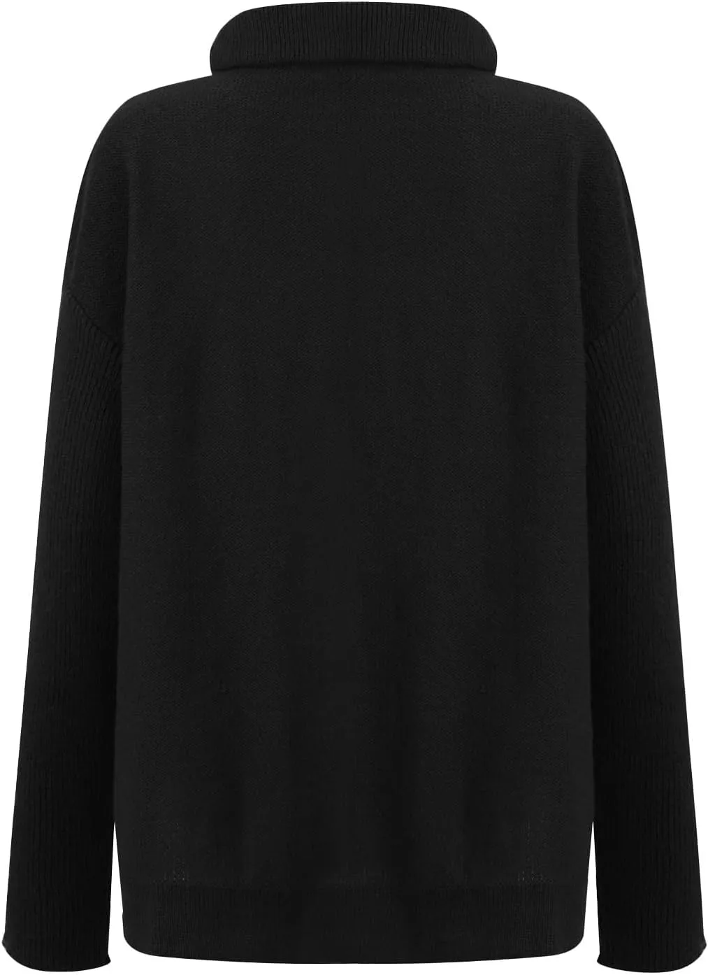 Women's Fall Winter Trendy Loose Turtleneck Long Sleeve Solid Knit Sweater
