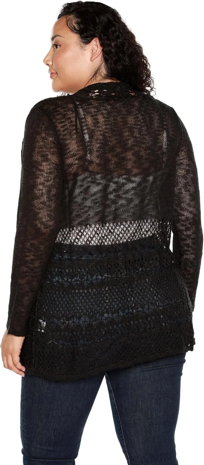Womens Fashion Crochet Cardigan Long Sleeve Knit Cardigan Sweater