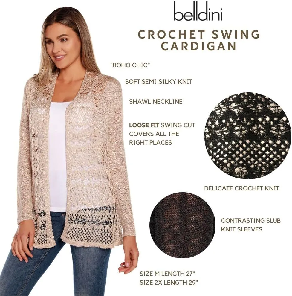 Womens Fashion Crochet Cardigan Long Sleeve Knit Cardigan Sweater