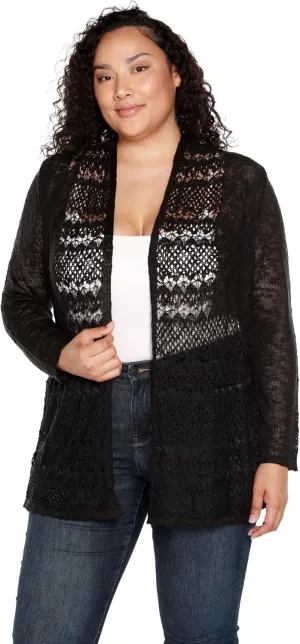 Womens Fashion Crochet Cardigan Long Sleeve Knit Cardigan Sweater