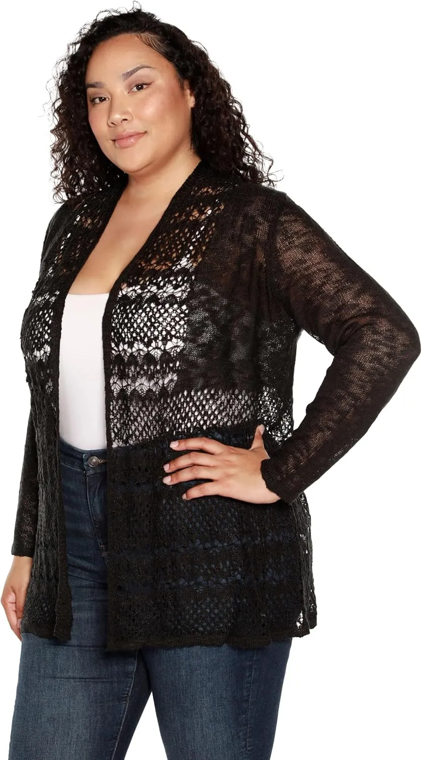 Womens Fashion Crochet Cardigan Long Sleeve Knit Cardigan Sweater
