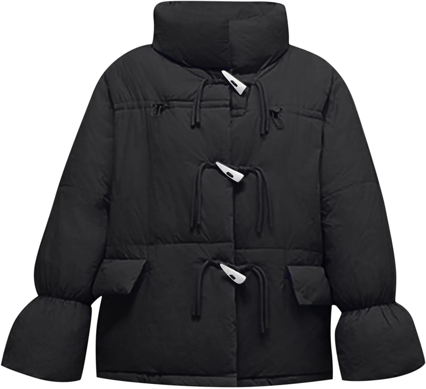 Women's Fashion Puffer Jackets Dressy Casual Stand Collar Bubble Coats Cardigan Teen Girls Baggy Quilted Down Jackets