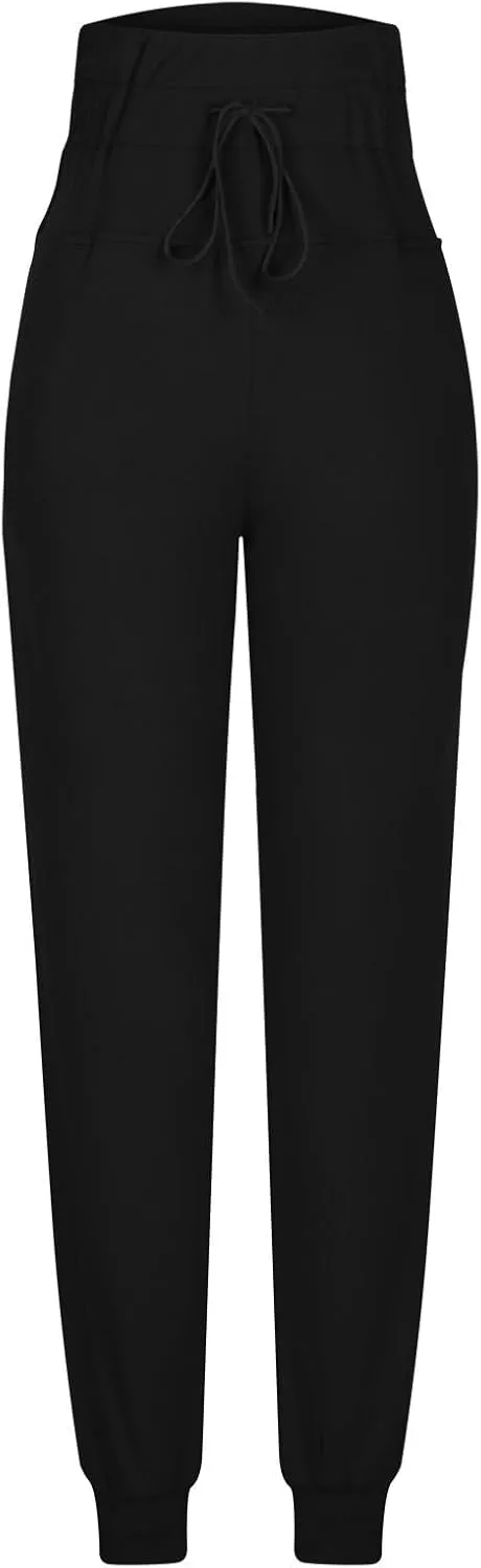 Women's Fleece Lined Jogger Pants High Waisted Athleisure Yoga Leggings Thermal Lounge Sweatpants Travel Hiking Pants